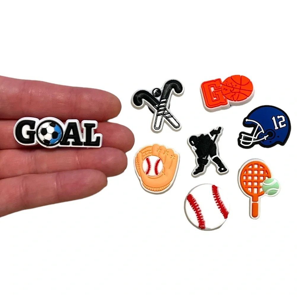 Sports variety theme shoe/croc charm 8 piece bundle NEW baseball basketball